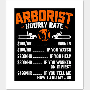 Hourly Rate Chart Arborist Logger Take Care Of Tree Trimmer Posters and Art